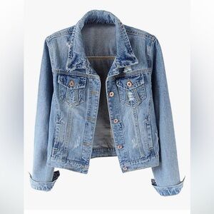 Distressed light blue Jean Jacket